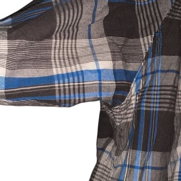 Wrangler Mens Plaid Long Sleeve Button-Down Shirt Large Blue/Gray - Picture 3 of 7